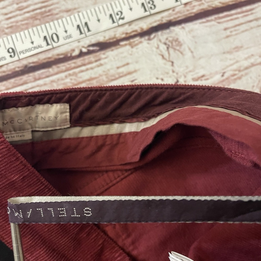 Stella McCartney Burgundy Corduroy Flare Pants Made‎ In Italy Size 28 Inseam 35" - Picture 8 of 14